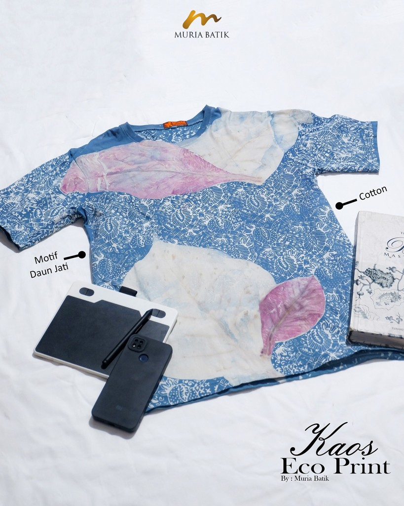 Kaos Ecoprint batik Biru